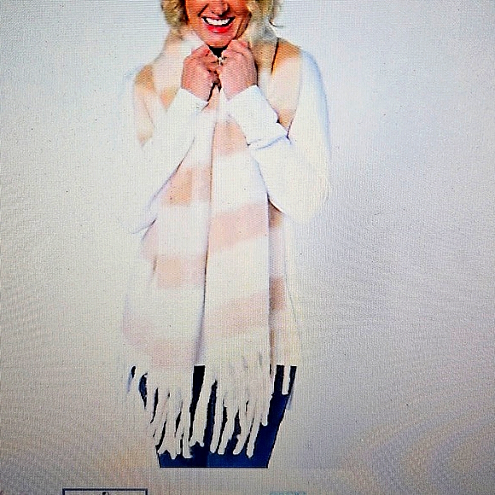 Compliments Cream and White Brushed Plaid Wrap